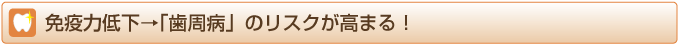 免疫力低下→「歯周病」のリスクが高まる！